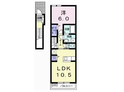 ハイツ中見代II(1LDK/2階)の間取り写真