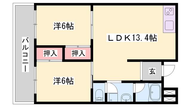 津田ビル(2LDK/2階)の間取り写真