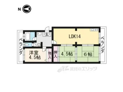 メゾン勧修(3LDK/4階)の間取り写真