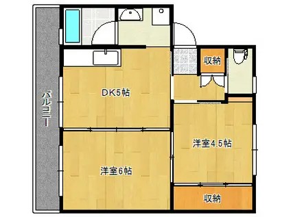 ソロンBLD三潴II(2DK/5階)の間取り写真