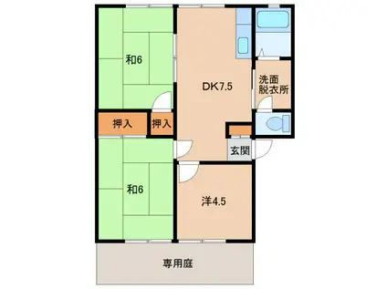 グリーンヒル九度山II(3DK/1階)の間取り写真