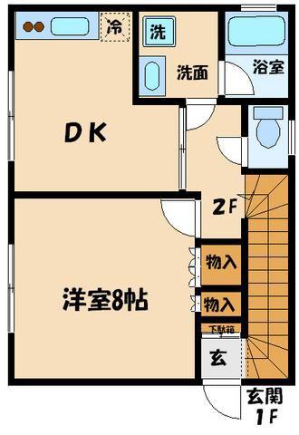 シャローム千歳(1DK/2階)の間取り写真