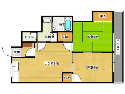 シャルム成城(2LDK/2階)の間取り写真