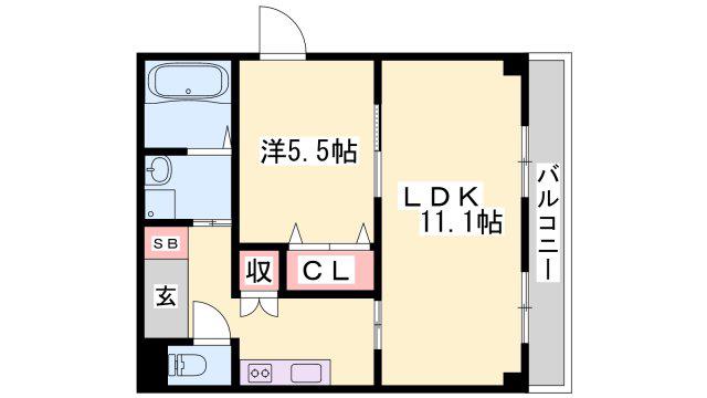 ベルフラワー嵐山(1LDK/3階)の間取り写真