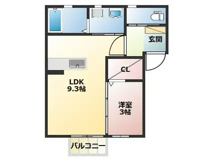 グレイス宮之城 A棟(1LDK/1階)の間取り写真