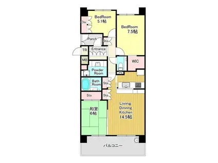 プラウディア栗平II(3LDK/3階)の間取り写真