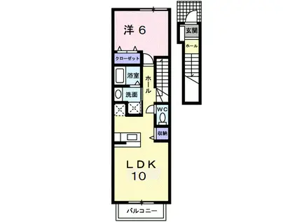 プロムナードN・I(1LDK/2階)の間取り写真