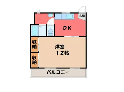西町ハイツ 2号棟(1DK/3階)の間取り写真