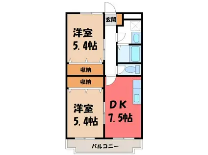 ミルキーウェイ(2DK/3階)の間取り写真