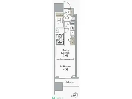 グランカーサ町屋(1DK/4階)の間取り写真