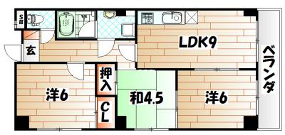 ヴェルクレイン1番館(3LDK/3階)の間取り写真