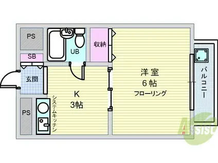 メゾン豊中パート22(1K/3階)の間取り写真