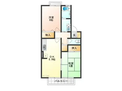 エクセルコーポ陵南B(2LDK/2階)の間取り写真