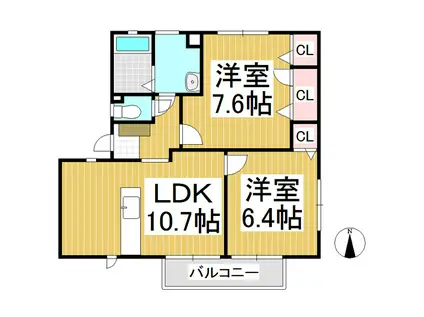 フォーレス広田 C(2LDK/2階)の間取り写真