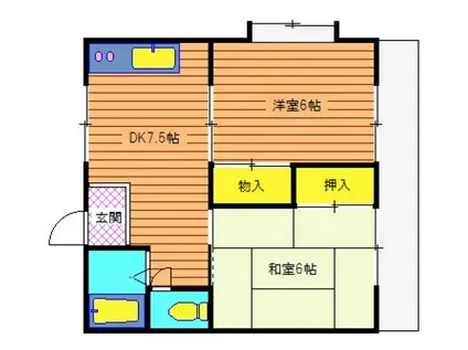 サンプレタ大畑(2DK/1階)の間取り写真