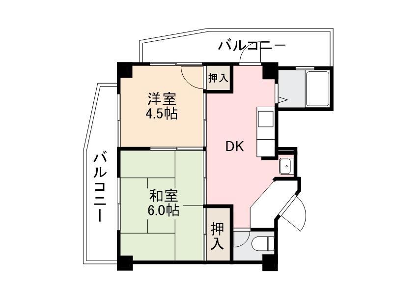 塚本マンション(2DK/3階)の間取り写真