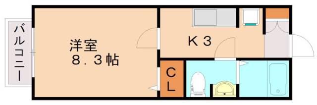 コスモヒルズ(1K/1階)の間取り写真
