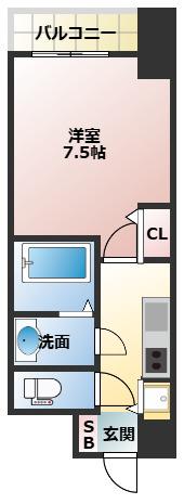 ディームス江坂(1K/13階)の間取り写真
