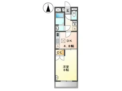 サンライト東条(1DK/1階)の間取り写真