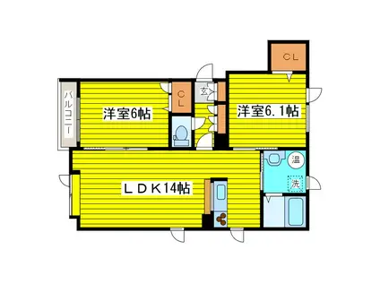 ファミーユ本町(2LDK/2階)の間取り写真