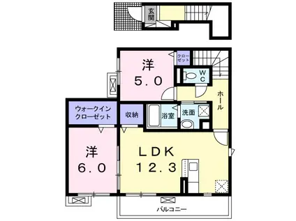 アルト ルーナII(2LDK/2階)の間取り写真