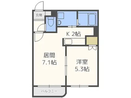 オーシャンヴィレッチ西町(1LDK/2階)の間取り写真