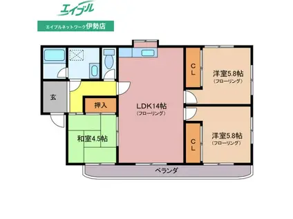 第2シャトーナツヤマ(3LDK/3階)の間取り写真