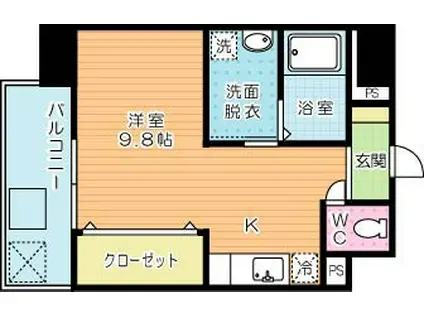 ドレスローズ(ワンルーム/8階)の間取り写真