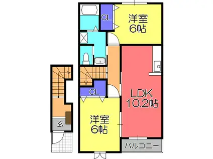アネックスI(2LDK/1階)の間取り写真