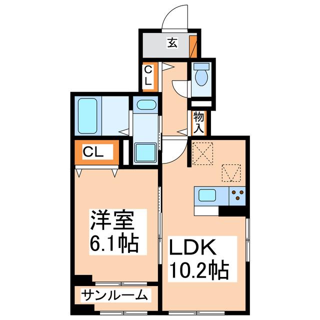 CRECIR(1LDK/1階)の間取り写真