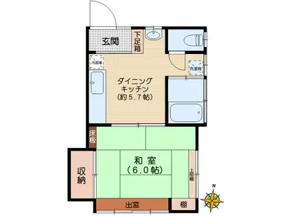 コーポ原田(1DK/2階)の間取り写真