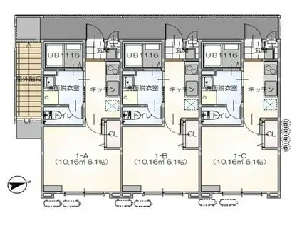 リープラス御着駅前II(1K/2階)の間取り写真