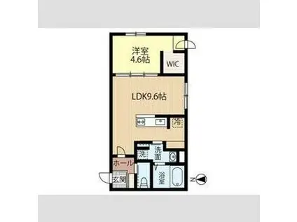 JEEKBLAU美園(1LDK/2階)の間取り写真