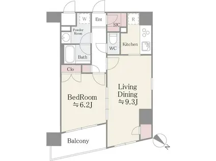 ステラメゾン茗荷谷(1LDK/10階)の間取り写真