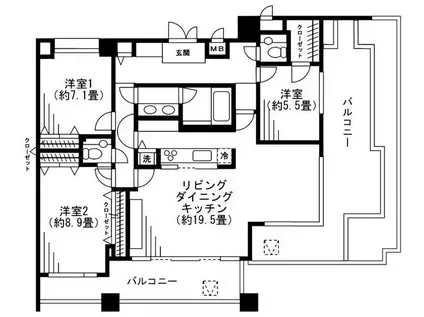 ラナイタウンルネッサンスグランドハイライズ(3LDK/11階)の間取り写真