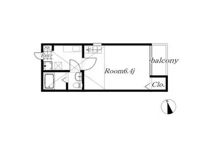 GREEN COURT(1K/2階)の間取り写真