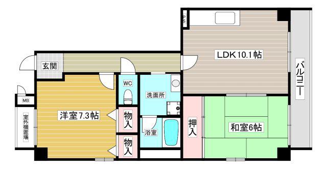 ドゥ・レーヴ(2LDK/1階)の間取り写真