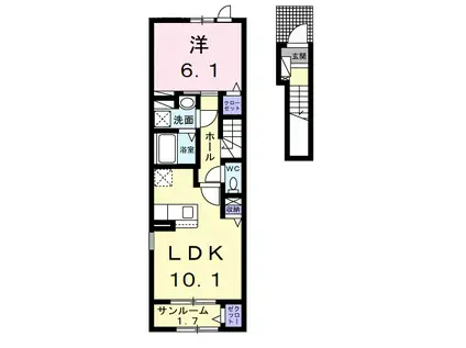 かがやき(1LDK/2階)の間取り写真