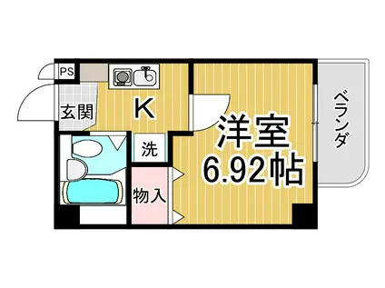 サンハウスフクシマⅡ(1K/2階)の間取り写真