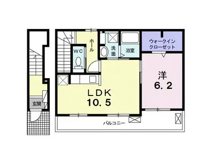 プルミエール・メゾン II(1LDK/2階)の間取り写真
