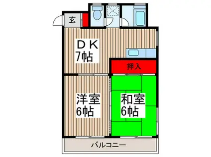 荻野マンション(2DK/3階)の間取り写真