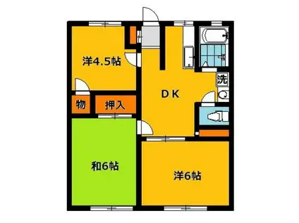 ハイツファミール(3DK/2階)の間取り写真