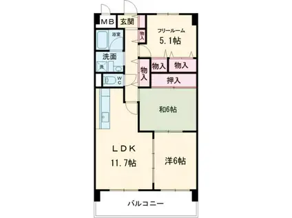 メゾンポレール(2LDK/1階)の間取り写真