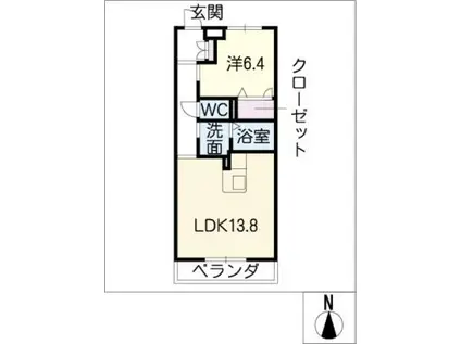 ラ・メール竹の山(1LDK/2階)の間取り写真