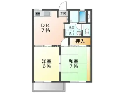 ユトリロ緑ヶ丘(2DK/1階)の間取り写真