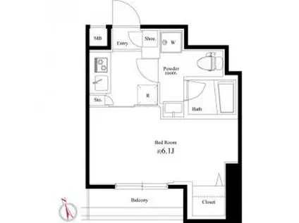  メインステージ新橋(1K/14階)の間取り写真