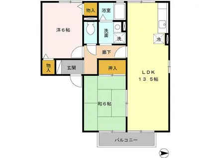 セジュール高田B棟(2LDK/1階)の間取り写真