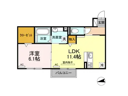 コンフォート梓(1LDK/2階)の間取り写真