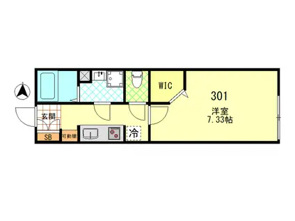 シーエフジオーレ殿町(1K/3階)の間取り写真