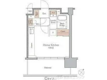 ジオエント梅田北リバーフロント(ワンルーム/5階)の間取り写真